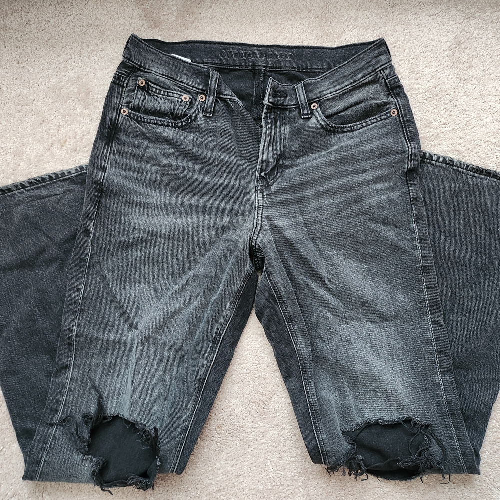 American Eagle Outfitters Black Distressed Boyfriend Jeans